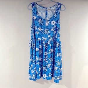 Disney dress women blue white palm trees size medium